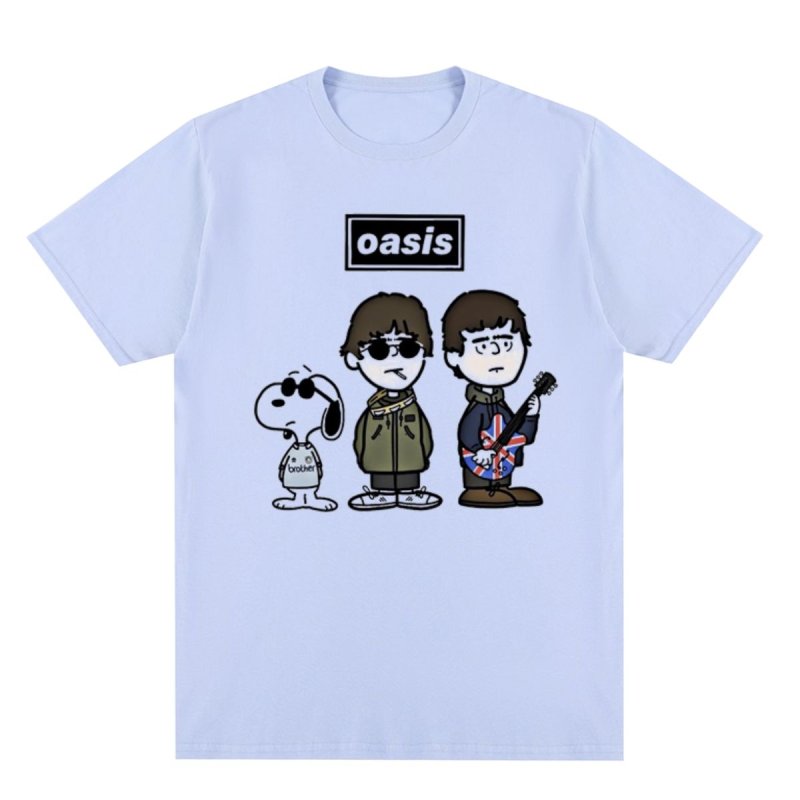 画像5: Unisex Oasis Band x Snoopy Band Vintage Style T-Shirt   オアシス ×スヌーピー ヴィンテージスタイル 古着風 ヴィンテージ風 プリント 半袖ラウンドネック Tシャツ ユニセックス 男女兼用 バンドT (5)