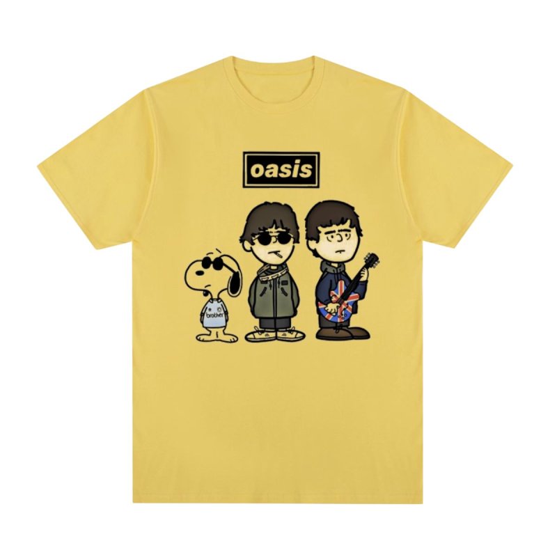 画像6: Unisex Oasis Band x Snoopy Band Vintage Style T-Shirt   オアシス ×スヌーピー ヴィンテージスタイル 古着風 ヴィンテージ風 プリント 半袖ラウンドネック Tシャツ ユニセックス 男女兼用 バンドT (6)