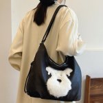 画像6: Fluffy dog ​​appliqué tote shoulder backpack　モコモコファードッグエンブレムトートショルダーバックパックリュックバッグ (6)