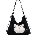 画像3: Fluffy dog ​​appliqué tote shoulder backpack　モコモコファードッグエンブレムトートショルダーバックパックリュックバッグ (3)