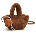 画像1: Bucket fur tote shoulder bag with plush charm　バケットファーぬいぐるみチャーム付きトートショルダークロスボディーバッグ (1)