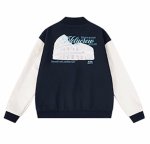 画像3: Colorblock Leather Sleeve Baseball Jacket  Coat blouson ユニセックス 男女兼用カラーブロックレザースリーブベースボールジャケット スタジャン ブルゾン (3)