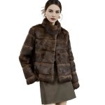 画像2: Women's Rabbit fur knitted coat jacket ラビットファー モコモコ ハーフコート ジャケット (2)