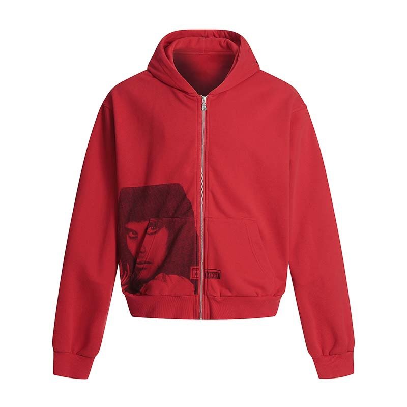 画像2: Face & Letter Logo Print Zip-Up Hoodie sweat　ユニセックス 男女兼用フェイス＆レターロゴプリントジップアッププリント スウェットパーカー (2)