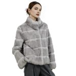 画像1: Women's Rabbit fur knitted coat jacket ラビットファー モコモコ ハーフコート ジャケット (1)