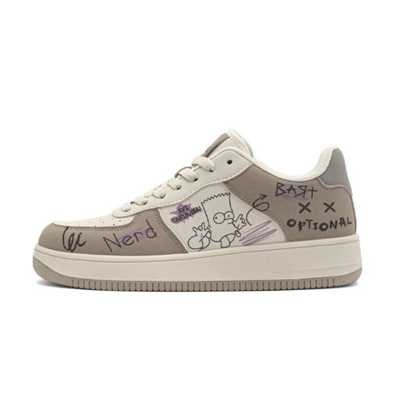 画像3: THE SIMPSONS Graffiti design board Leather Lace-up Sneakers ユニセックス シンプソン 男女兼用 グラフィック ペイント 落書き レザー スニーカー 運動靴 (3)