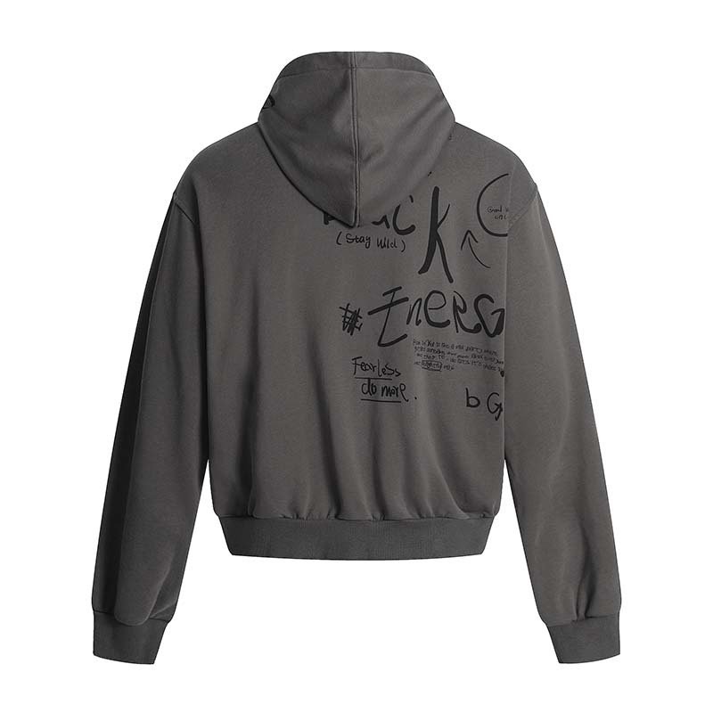 画像3: Face & Letter Logo Print Zip-Up Hoodie sweat　ユニセックス 男女兼用フェイス＆レターロゴプリントジップアッププリント スウェットパーカー (3)