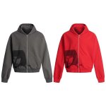 画像5: Face & Letter Logo Print Zip-Up Hoodie sweat　ユニセックス 男女兼用フェイス＆レターロゴプリントジップアッププリント スウェットパーカー (5)