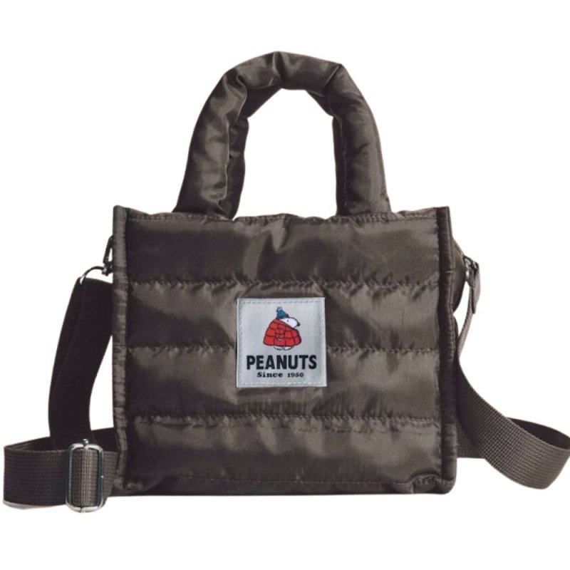 画像1: Snoopy Down Quilted Tote Shoulder Eco Bag  スヌーピーダウンキルティングトートショルダーエコバッグ (1)