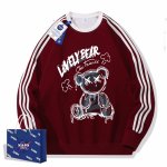 画像4: Unisex NASA 3-Line Sleeve kaws Bear Print Sweatshirt Print Sweatshirt　 男女兼用NASA 3ライン袖カウズベアプリントスウェット プルオーバー トレーナー (4)