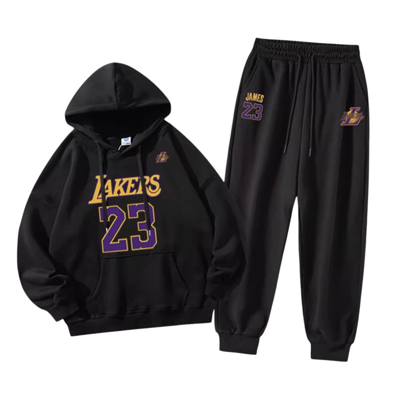 画像3: Men& Women basketball team Lakers setup Hoodie and Pants Set  バスケットボールチームプリント セットアップユニセックス男女兼用スウェットフーディ＆パンツセット レイカース　 (3)