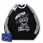 画像1: Unisex NASA 3-Line Sleeve kaws Bear Print Sweatshirt Print Sweatshirt　 男女兼用NASA 3ライン袖カウズベアプリントスウェット プルオーバー トレーナー (1)