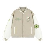 画像5: letter & flower embroidery baseball jackets baseball uniform jacket blouson ユニセックス男女兼用 レター & フラワー刺繍 スタジアムジャンパー スタジャン ジャケットブルゾン (5)