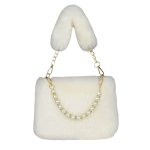 画像2: Woman’s pearl  Faux Fur Tote Bag handbag フェイク ファー パールハンドル トートバッグ　 (2)