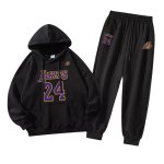 画像1: Men& Women basketball team Lakers setup Hoodie and Pants Set  バスケットボールチームプリント セットアップユニセックス男女兼用スウェットフーディ＆パンツセット レイカース　 (1)