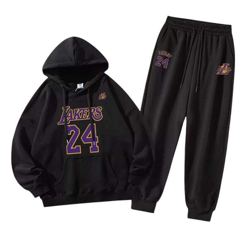 画像1: Men& Women basketball team Lakers setup Hoodie and Pants Set  バスケットボールチームプリント セットアップユニセックス男女兼用スウェットフーディ＆パンツセット レイカース　 (1)