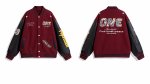 画像3: One-letter logo embroidered leather sleeve stadium jacket baseball jackets baseball uniform jacket blouson ユニセックス男女兼用 ONN刺繍 スタジアムジャンパー スタジャン ジャケットブルゾン (3)