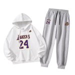 画像2: Men& Women basketball team Lakers setup Hoodie and Pants Set  バスケットボールチームプリント セットアップユニセックス男女兼用スウェットフーディ＆パンツセット レイカース　 (2)
