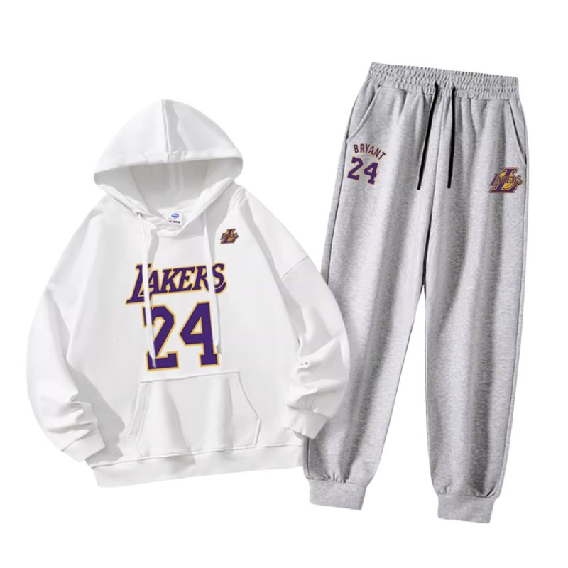 画像2: Men& Women basketball team Lakers setup Hoodie and Pants Set  バスケットボールチームプリント セットアップユニセックス男女兼用スウェットフーディ＆パンツセット レイカース　 (2)
