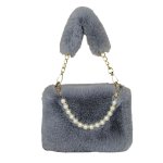 画像4: Woman’s pearl  Faux Fur Tote Bag handbag フェイク ファー パールハンドル トートバッグ　 (4)