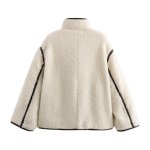 画像3: Women's Stand-up collar teddy half coat jacket スタンドカラーモコモコ テディーベアハーフコート ジャケット (3)