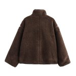 画像4: Women's Stand-up collar teddy half coat jacket スタンドカラーモコモコ テディーベアハーフコート ジャケット (4)