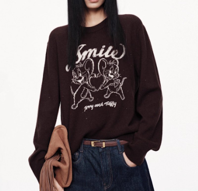 画像3: Woman'sTom & Jerry & Jerry&Smile  Braided Crew Neck Sweater Knit　 トム&ジェリー ジェリー＆スマイル&編み込み 丸首セーター　ニット  (3)