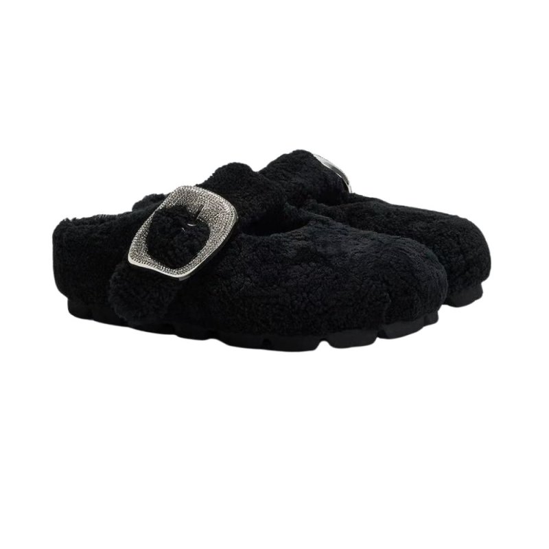 画像2: Lambswool platform buckle slipper pumps　ラムウール厚底バックルスリッパパンプス (2)