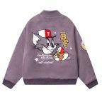 画像4:  Tom & Jerry Embroidered Quilted Stand Collar Stadium Jacketblouson トム&ジェリー刺繍内側キルティングスタンドカラージャケットスタジャンブルゾン (4)