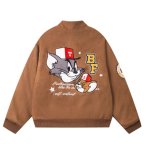 画像5:  Tom & Jerry Embroidered Quilted Stand Collar Stadium Jacketblouson トム&ジェリー刺繍内側キルティングスタンドカラージャケットスタジャンブルゾン (5)