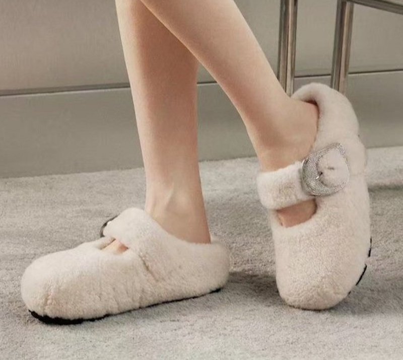 画像8: Lambswool platform buckle slipper pumps　ラムウール厚底バックルスリッパパンプス (8)