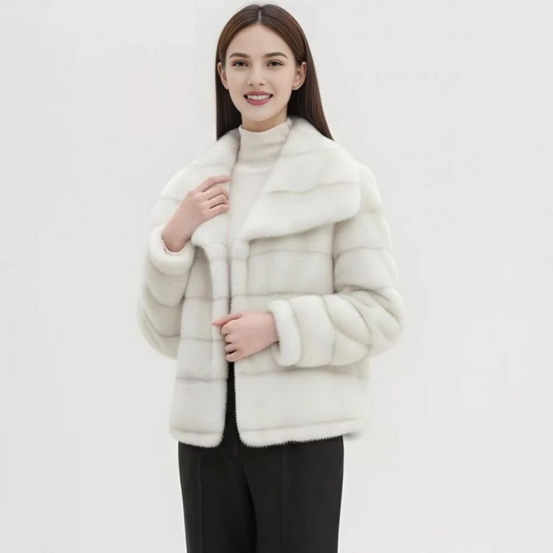 画像2: Women's Eco Fut coat jacket フェイク ファー モコモコ ハーフコート ジャケット (2)