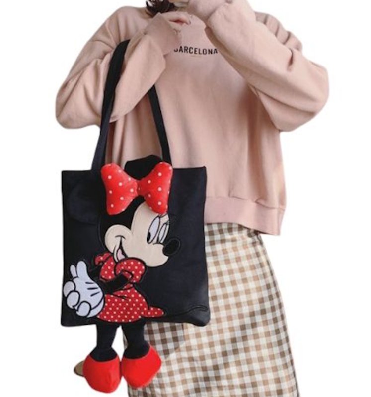 画像3: Mickey & Minnie Plush Tote Shoulder Bag ミッキーマウス＆ミニーマウスぬいぐるみトートショルダーバック (3)