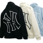 画像7: MLB NY Fur Jacket fleece embroidery Jumper jacket baseball uniform jacket blouson ユニセックス男女兼用MLB NY シープスキン フリース 刺繍 ジャケットスタジアムジャンパー スタジャン ブルゾンジャケット (7)