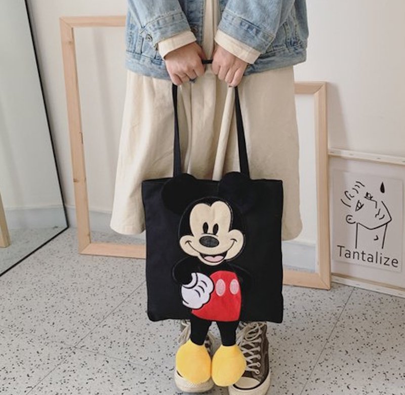 画像4: Mickey & Minnie Plush Tote Shoulder Bag ミッキーマウス＆ミニーマウスぬいぐるみトートショルダーバック (4)