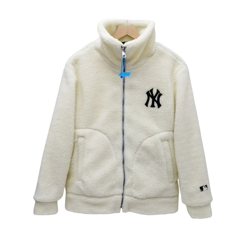 画像4: MLB NY Fur Jacket fleece embroidery Jumper jacket baseball uniform jacket blouson ユニセックス男女兼用MLB NY シープスキン フリース 刺繍 ジャケットスタジアムジャンパー スタジャン ブルゾンジャケット (4)