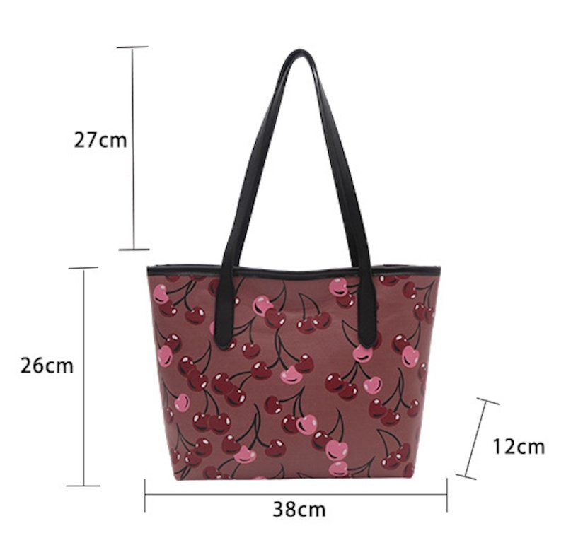 画像6: Cherry print leather tote shoulder bag チェリープリントレザートートショルダーバック (6)