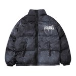 画像4: Spray paint Down jacket blouson coat ユニセックス 男女兼用スプレーペイント ロゴ スタンドカラー ダウンジャケット ブルゾン (4)