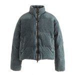 画像2: Denim Down jacket blouson coat ユニセックス 男女兼用 デニム スタンドカラー ダウンジャケット ブルゾン (2)