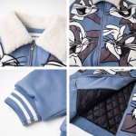 画像3: 25 Bugs Bunny & Looney Tunes baseball uniform blouson Jacket Coat ユニセックス男女兼用 バックスバニー ＆ ルーニーテューンズ ボア襟 スタジャン ジャケットブルゾン (3)