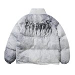 画像3: Spray paint Down jacket blouson coat ユニセックス 男女兼用スプレーペイント ロゴ スタンドカラー ダウンジャケット ブルゾン (3)