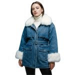 画像1: SALE Faux fur collar down jacket denim jacket coat ファーカラー & ライナー ダウン付 デニムコート (1)