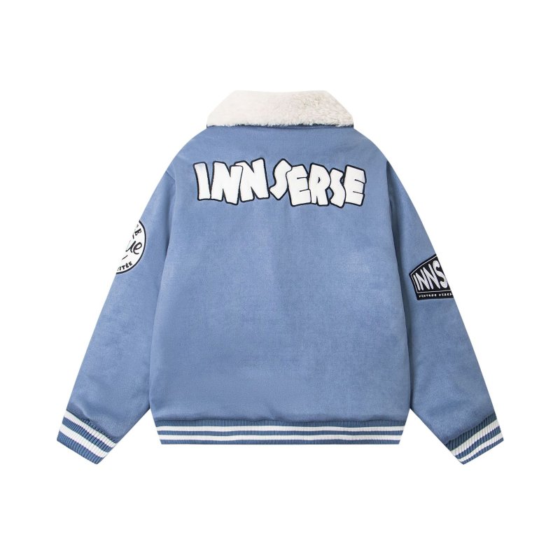 画像2: 25 Bugs Bunny & Looney Tunes baseball uniform blouson Jacket Coat ユニセックス男女兼用 バックスバニー ＆ ルーニーテューンズ ボア襟 スタジャン ジャケットブルゾン (2)