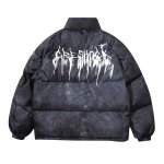 画像5: Spray paint Down jacket blouson coat ユニセックス 男女兼用スプレーペイント ロゴ スタンドカラー ダウンジャケット ブルゾン (5)