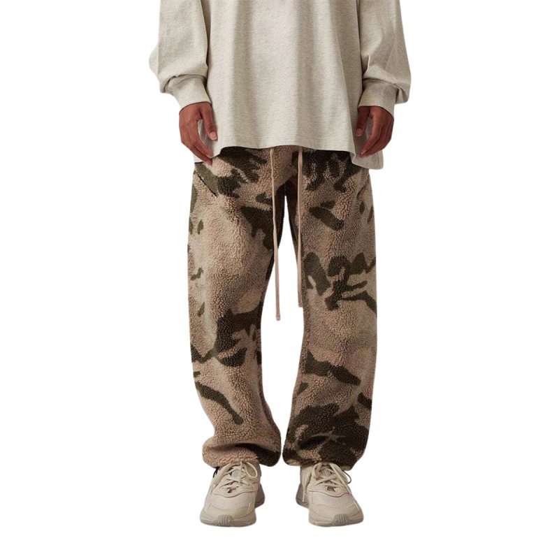 画像1: Camouflage lamb wool fleece Long Pants ユニセックス 男女兼用 迷彩 カモフラージュ フリース ロングパンツ (1)
