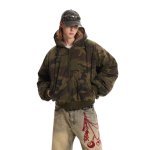 画像2: Camouflage zip up jacket hoodie blouson ユニセックス 男女兼用 迷彩 ジップアップ ボア付き パーカー ジャケット ボンバー ブルゾン コート Y2K (2)