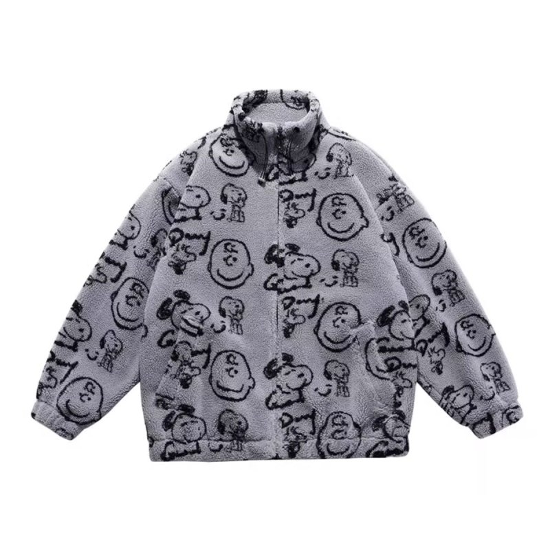 画像2: Snoopy Fleece fleece half zip jacket blouson ユニセックス 男女兼用 スヌーピー フリース ハーフジップジャケット ボンバー ブルゾン (2)
