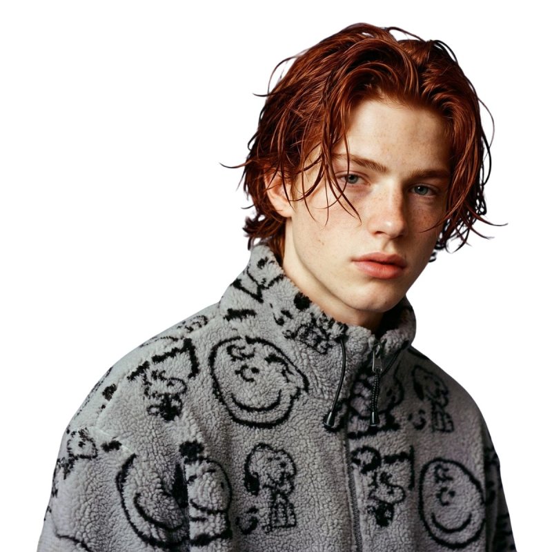 画像1: Snoopy Fleece fleece half zip jacket blouson ユニセックス 男女兼用 スヌーピー フリース ハーフジップジャケット ボンバー ブルゾン (1)