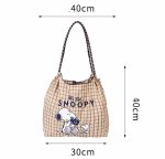 画像2: Checkered x Snoopy Eco Shopping Bag　チェック×スヌーピー刺繍トートショルダーエコショッピングバック (2)