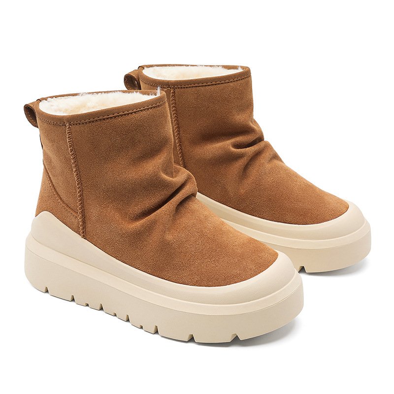 画像2: Unisex Unisex platform leather snow boots　男女兼用ユニセックスユニセックス厚底レザースノーブーツ (2)